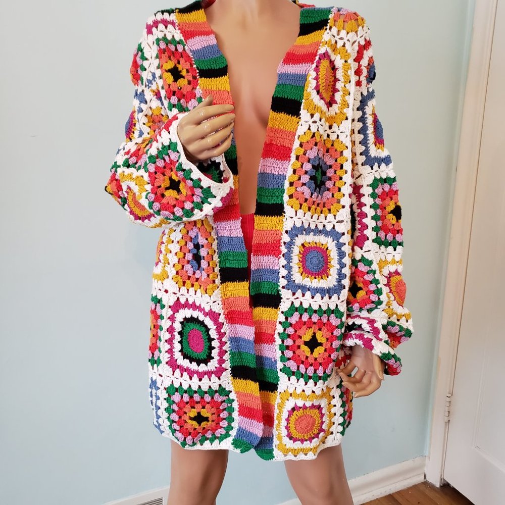 NWOT Farm Rio Handmade cotton Rainbow Kimono. - Picture 3 of 13